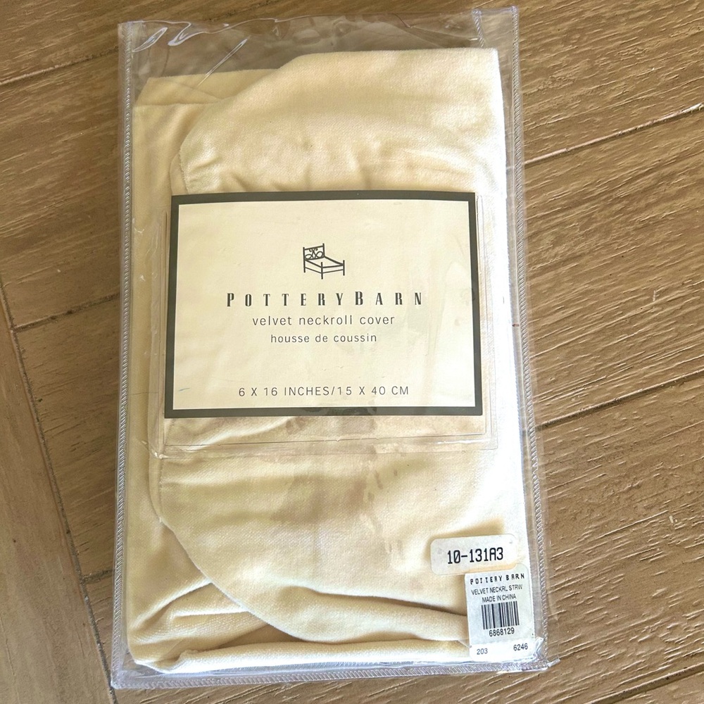 Pottery Barn Neck Roll Bolster Pillow Case Brand New Velvet Beige Tan 6x16